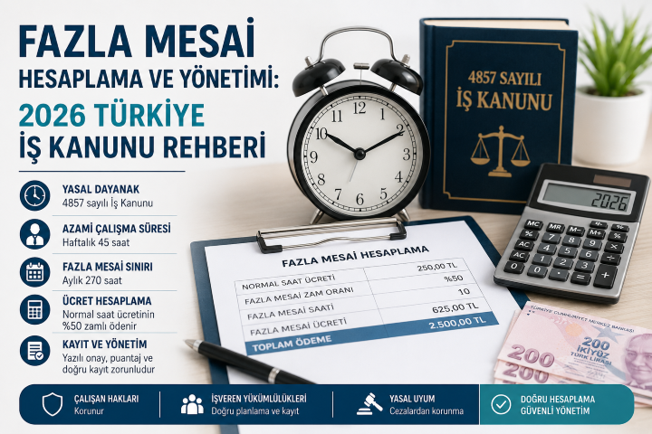 Fazla Mesai Hesaplama ve Yönetimi: 2026 Türkiye İş Kanunu Rehberi